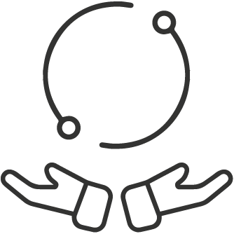 Icon of hands under a circle